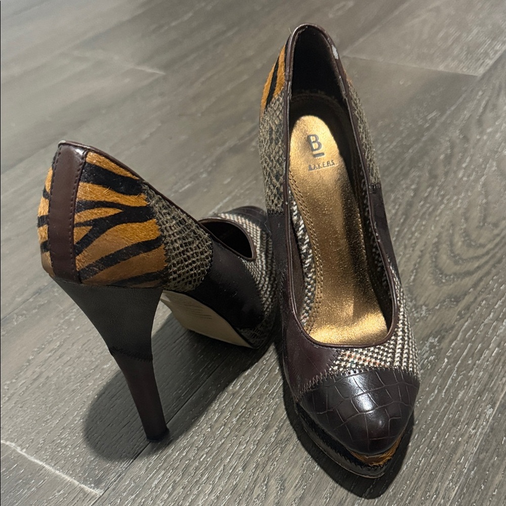 Bakers Multicolor Animal Print Heels